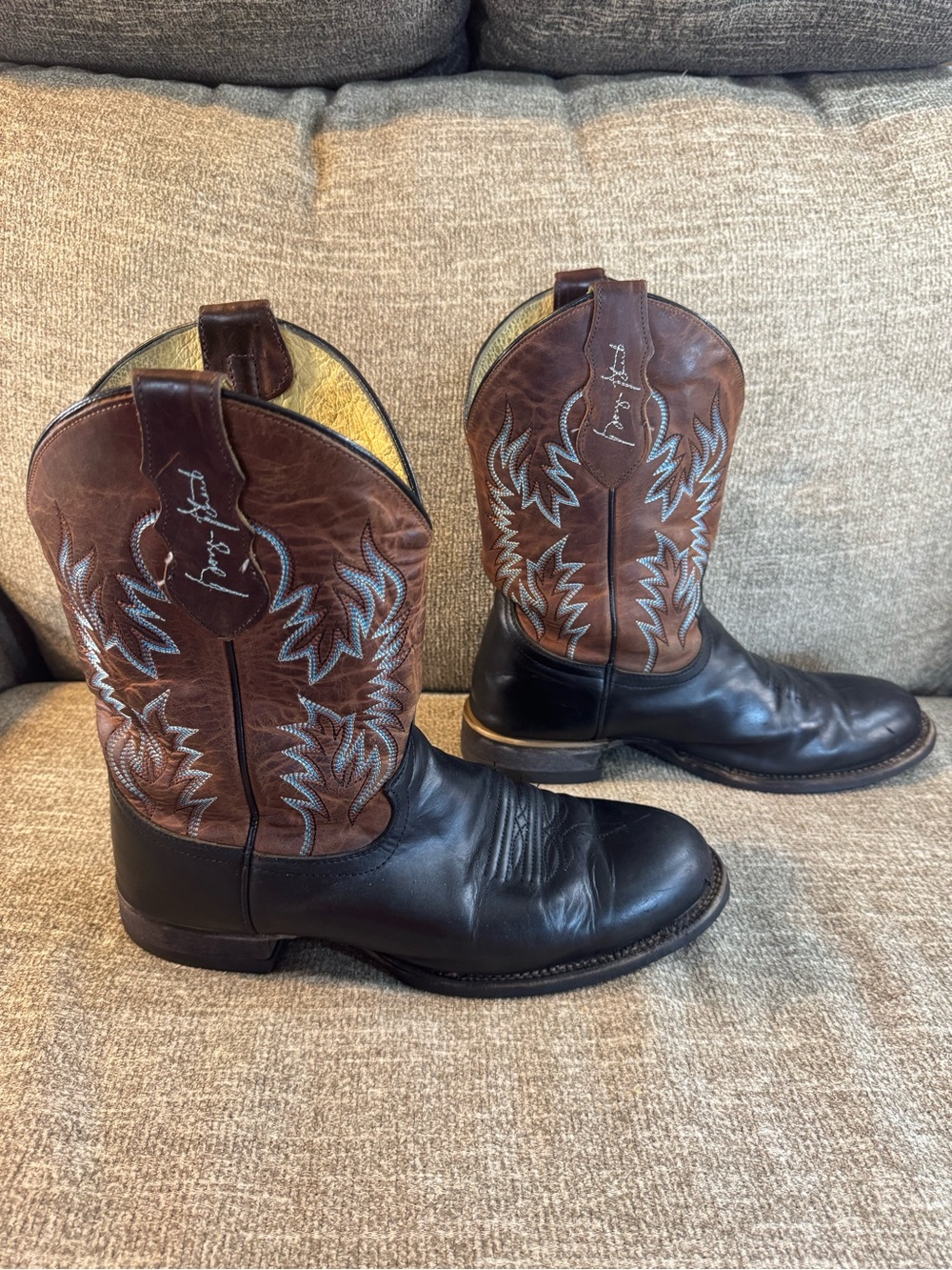 Justin Boots Signature George Strait Collection Black/Brown 80303 Size 10EE